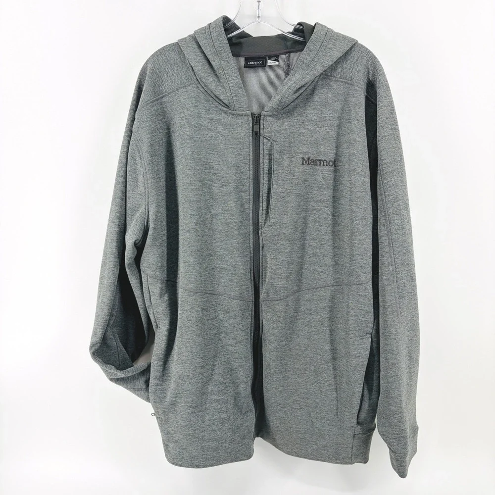 Marmot Jacket Mens 2XL Fleece Full Zip Hoodie Gray Pockets Gorpcore Big Tall